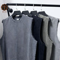 TT Men's Acid Wash Sleeveless Oversized Gym Tank Top Custom Embroidered Logo Breathable Cotton Plus Size Singlet T Shirts