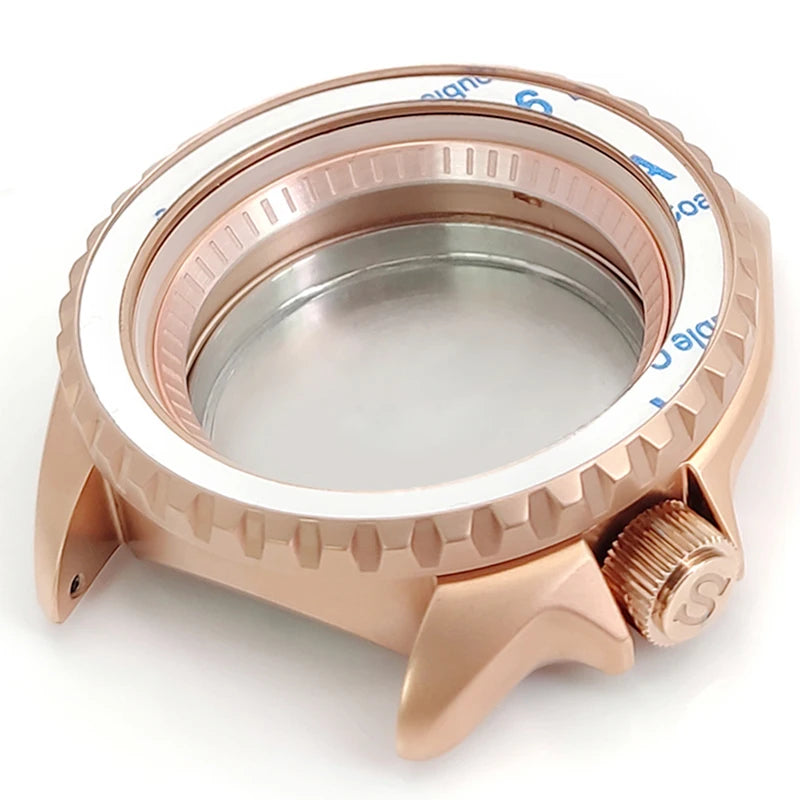 42 mm Rose Gold Stainless Steel Watch Case Sapphire Glass Bezel Crown Dial Insert NH35 36 Wristwatch Tools Parts