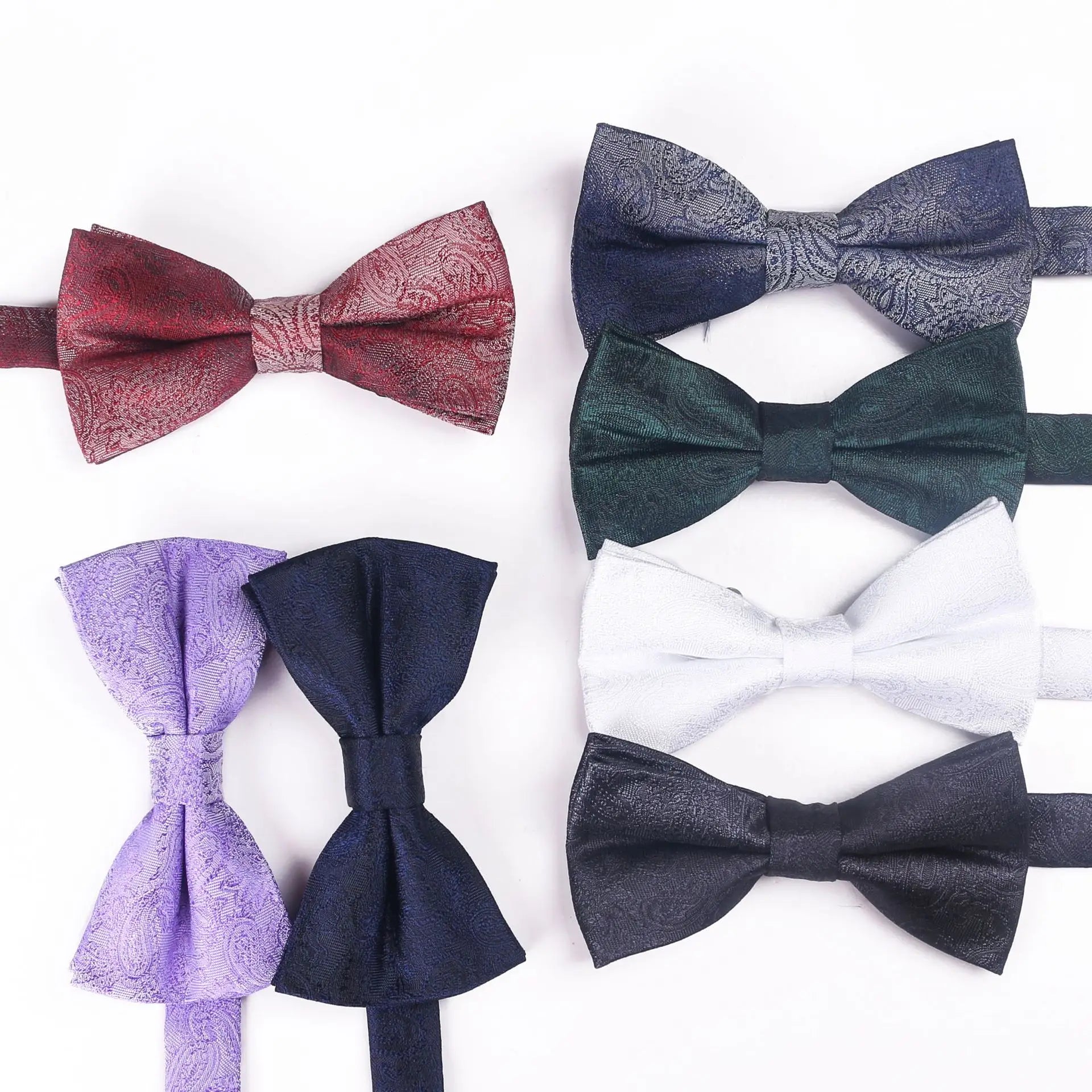 New Stock Polyester Bow Tie for Men Gradient Paisley Pattern Plain Style