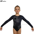 Wholesale Custom Made Star Hot Sale Long Sleeve Kids Girls Mystique Gymnastics Athletic Leotards