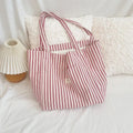 Striped Design Women's Shoulder Storage Bag Large Capacity Female Portable Shopping Bags Casual Lady Casual Tote Purse Handbag