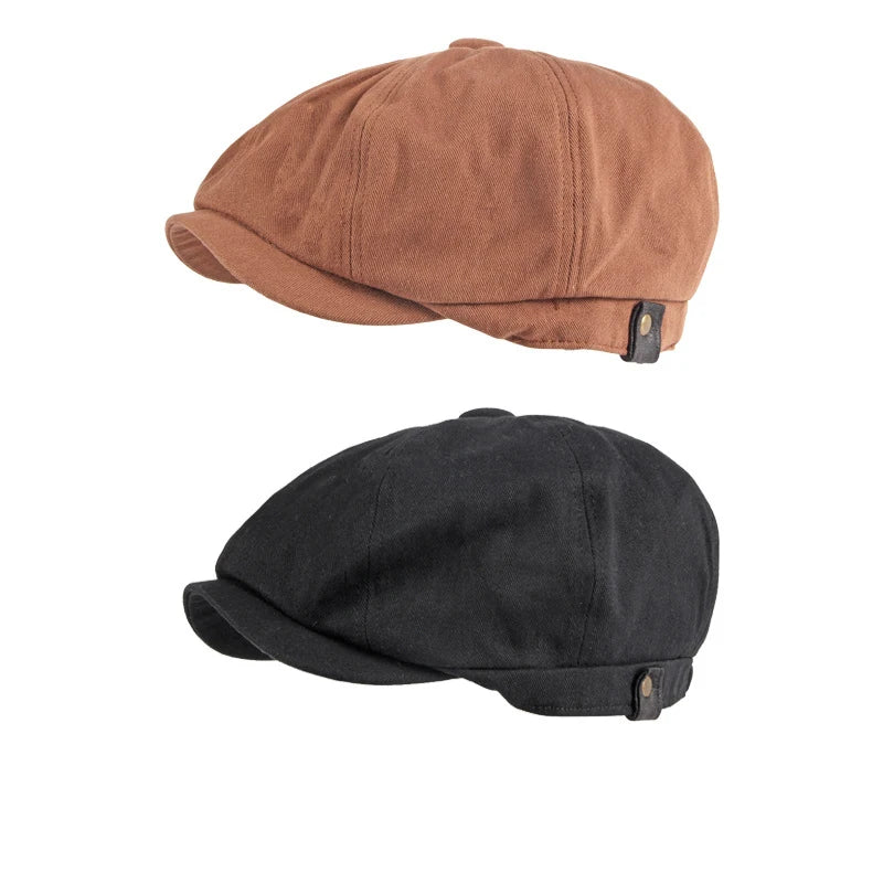 Cotton Newsboy Caps Men Flat Peaked Cap Women Painter Beret Hats Gatsby Tweed  Hat