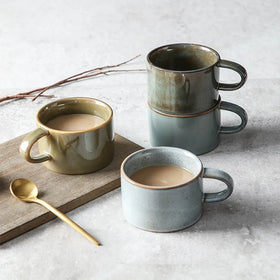 Japanese Kiln Turned Bohemian Design Fujian Origin Espresso Coffee Cup Creative Flow Glaze Stoneware Retro Tea Mug