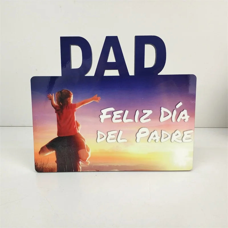 Father's Day Gift Sublimation DAD Picture Photo Frame Wood Papa Frame Blank Custom Photo Frame