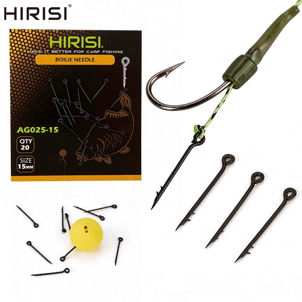 20pcs Per Pack Hirisi Carp Fishing Boilie Screw Swivels Fishing Bait Needle Carp Fishing Tackle Rig Terminal Tackle