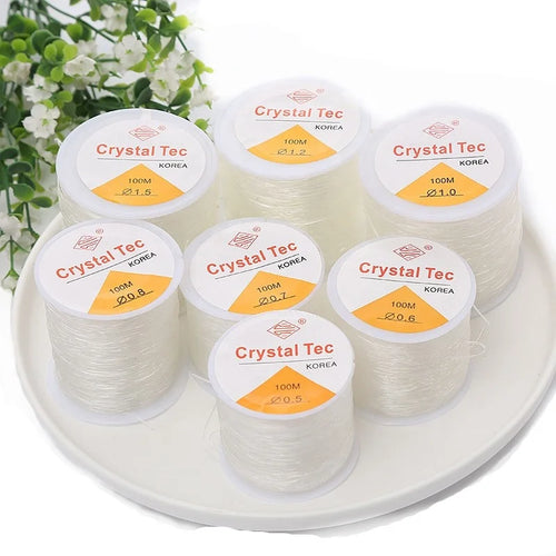 0.4-1.0mm 100m/roll Big DIY Elastic Crystal Line Bracelet Fish Wire Jewelry Cord Transparent Beading Rope String Thread