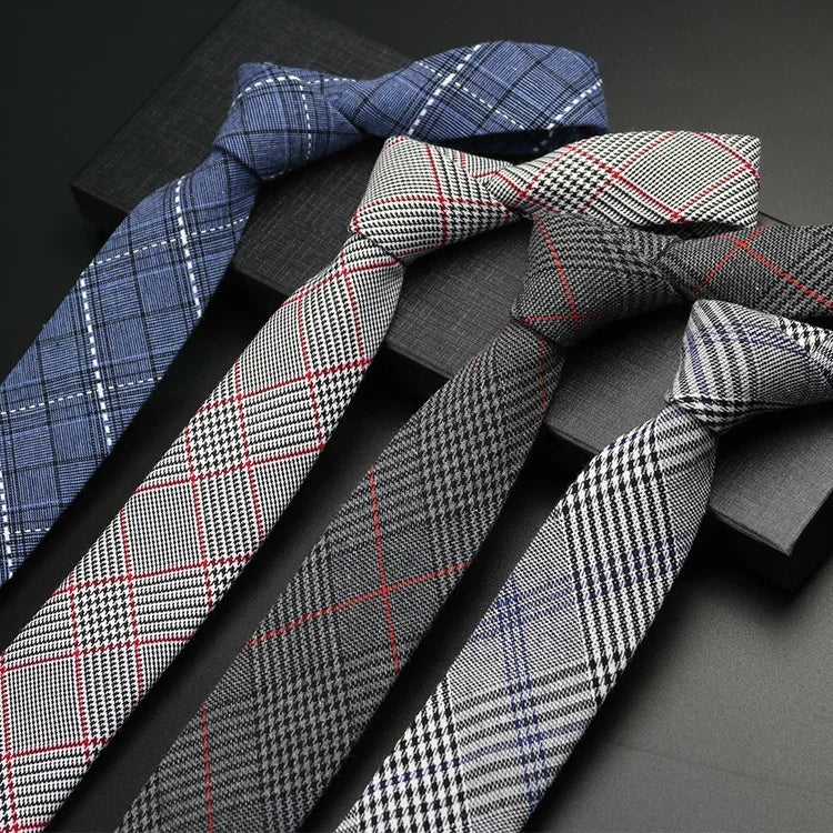 Modern Classic Business Young Men Soft Cotton Striped Plaid Necktie Mint Fashion Custom Cotton Neck Tie Men Slim Tie in Cotton