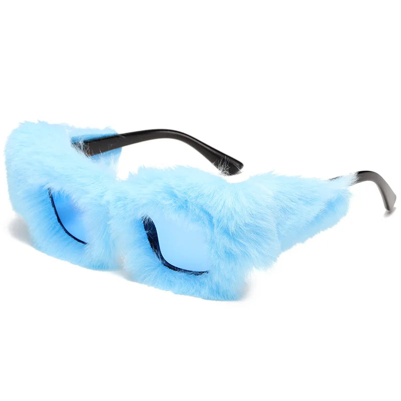Cute Plush Quirky Party Shape Multi Color Square Frame Sunglasses