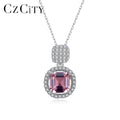 CZCITY New Smoke Luxury Gemstone Silver Pendant Jewelry Necklace for Women Small CZ Paved Women Pendants