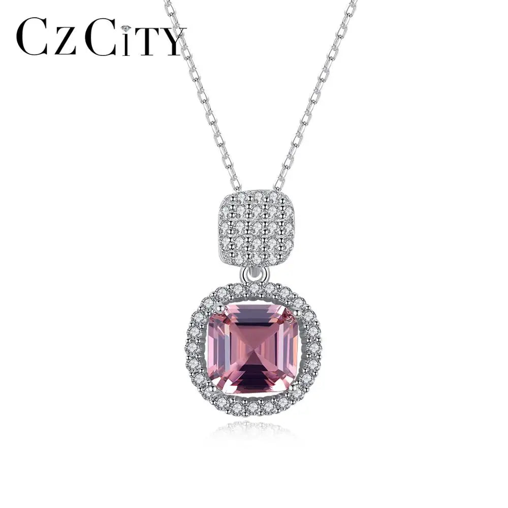 CZCITY New Smoke Luxury Gemstone Silver Pendant Jewelry Necklace for Women Small CZ Paved Women Pendants