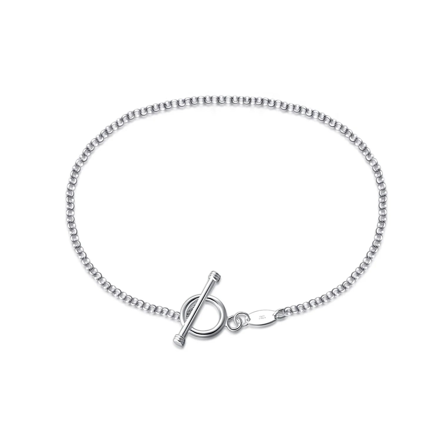 Wholesale Fine Jewelry 925 Sterling Silver Rolo Belcher OT Clasp Bangle Bracelet Toggle Buckle Round Belcher Chain Bracelets