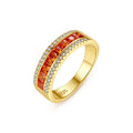 Trendy Fine Jewelry 925 Sterling Silver Baguette Gemstone Rings 18k Gold Fashion Exquisite Zircon Rhinestone Rings for Women