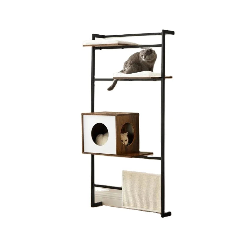 Wall Mounted Cat Shelves Set - Floating Cat Climbing Shelves for Windows As Wall Furniture with Perches