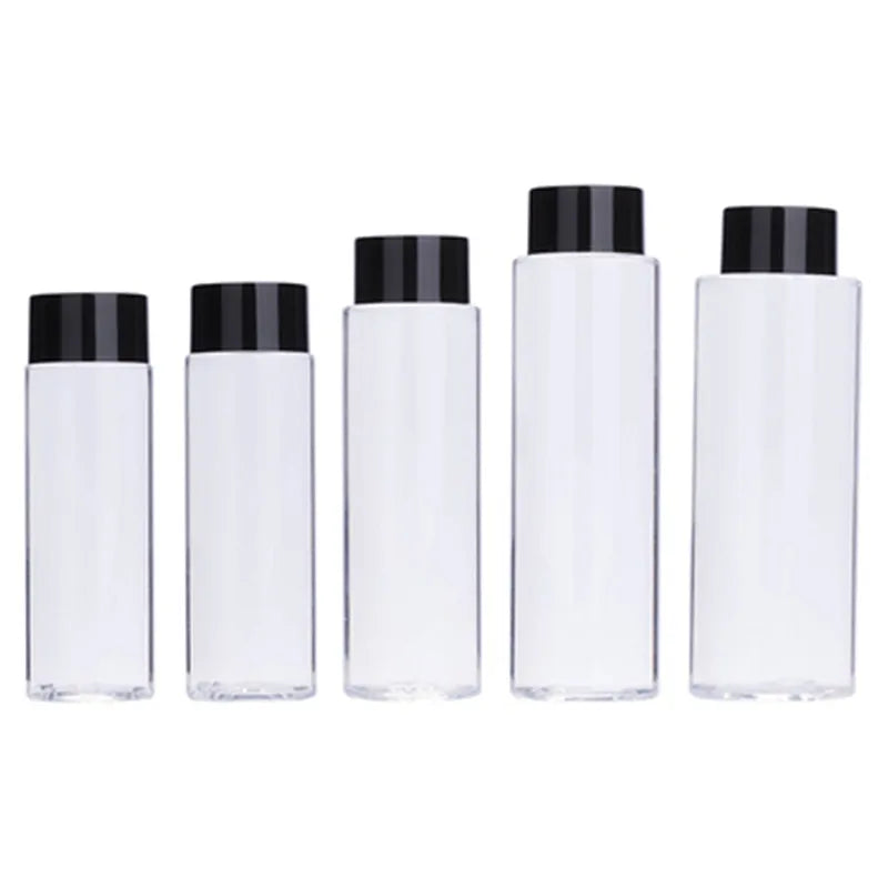 100ml 120ml 150ml 200ml 250ml Empty Transparent Cosmetic Shampoo Aerosol Toner Liquid Plastic Bottles with Black Screw Cap