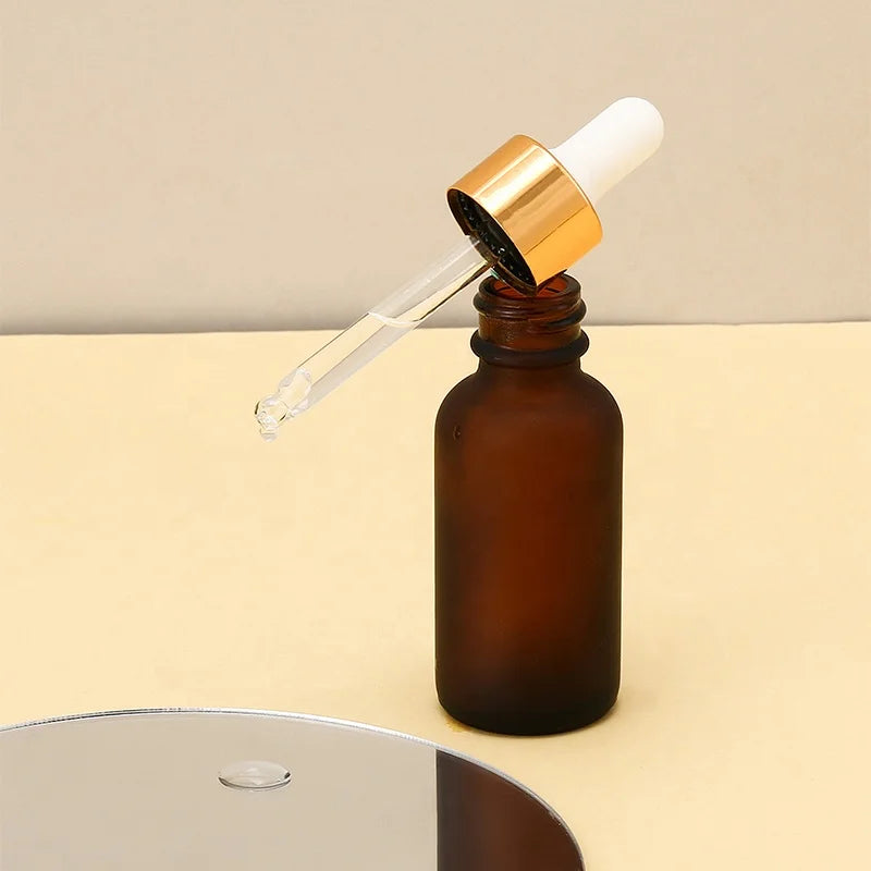 Stock 1oz 30ml Frosted Amber Glass Dropper Bottle for Essential Oils Cuticle Oils Body Oils Tincture Bottles Eye Dropper Bottle