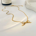 Stainless Steel Plated 18K Gold Necklace Fashion Jewelry 2026 Bow Shaped Blade Chain Necklace for Girl