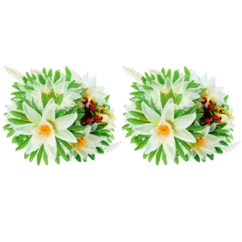 Artificial Chrysanthemum Tribute Bouquets Cemetery Sacrifice Flowers for Altar Memorial Tomb and Grave Sites Decoration