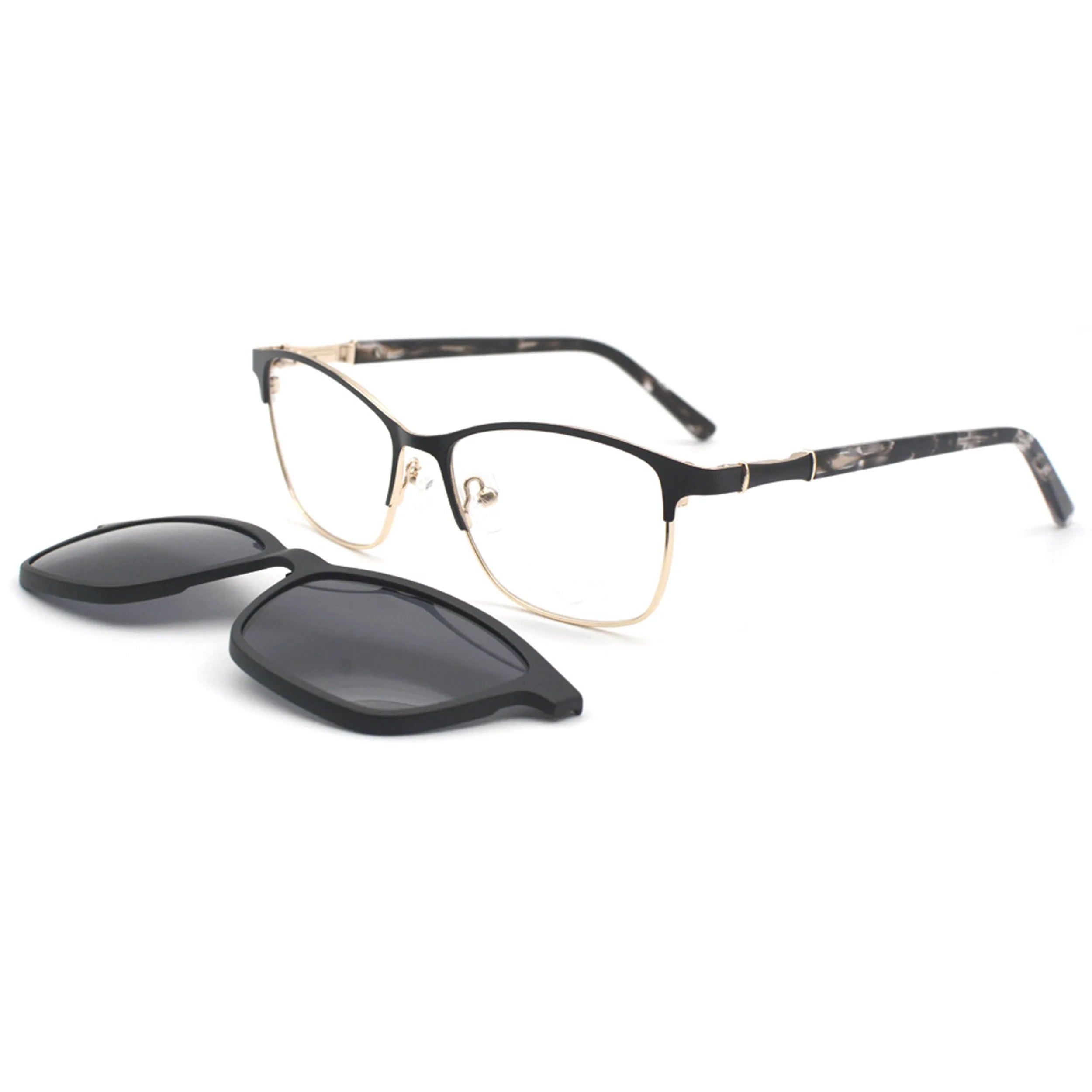 HIGO 9269 New Magnetic Clip on Glasses Frame Optical Prescription Frame Eyeglasses Round Polarized Clip Sunglasses