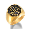Hot Selling Men's Jewelry Personality Customized Man Ring Anchor Stainless Steel Silver Ring