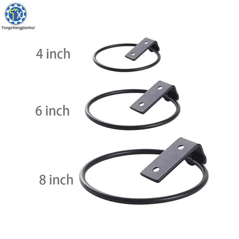 Wholesale Black Coated Steel Wall Mounted Flower Pot Tray Bracket Plant Holder with Ring -Stamped Process