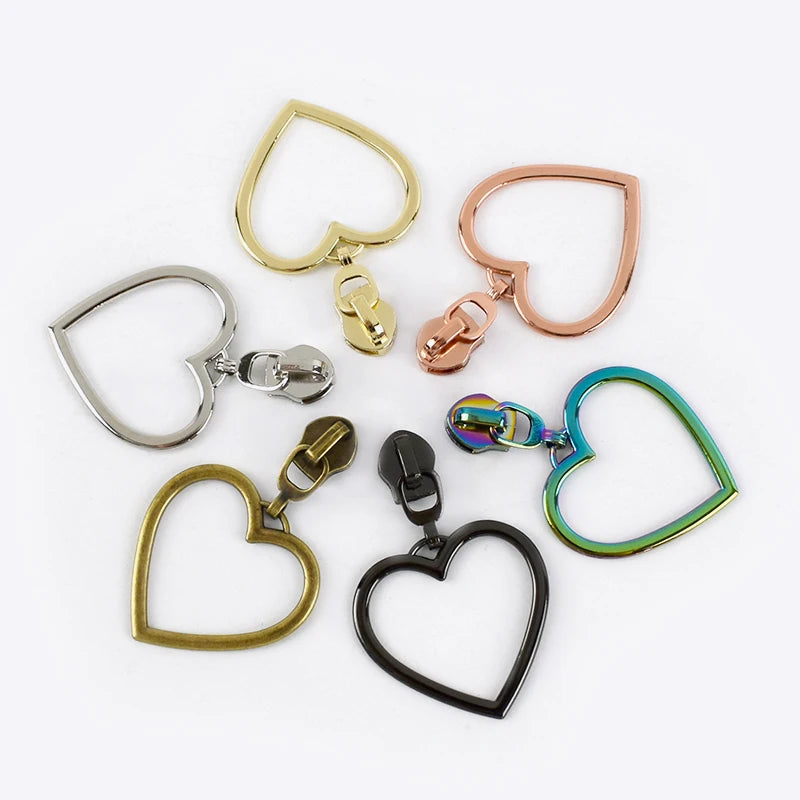 Meetee ZT916 Creative 5#used for Nylon Zipper Heart-shaped Alloy Pull Tab Sewing Hardware Garment Zipper Slider