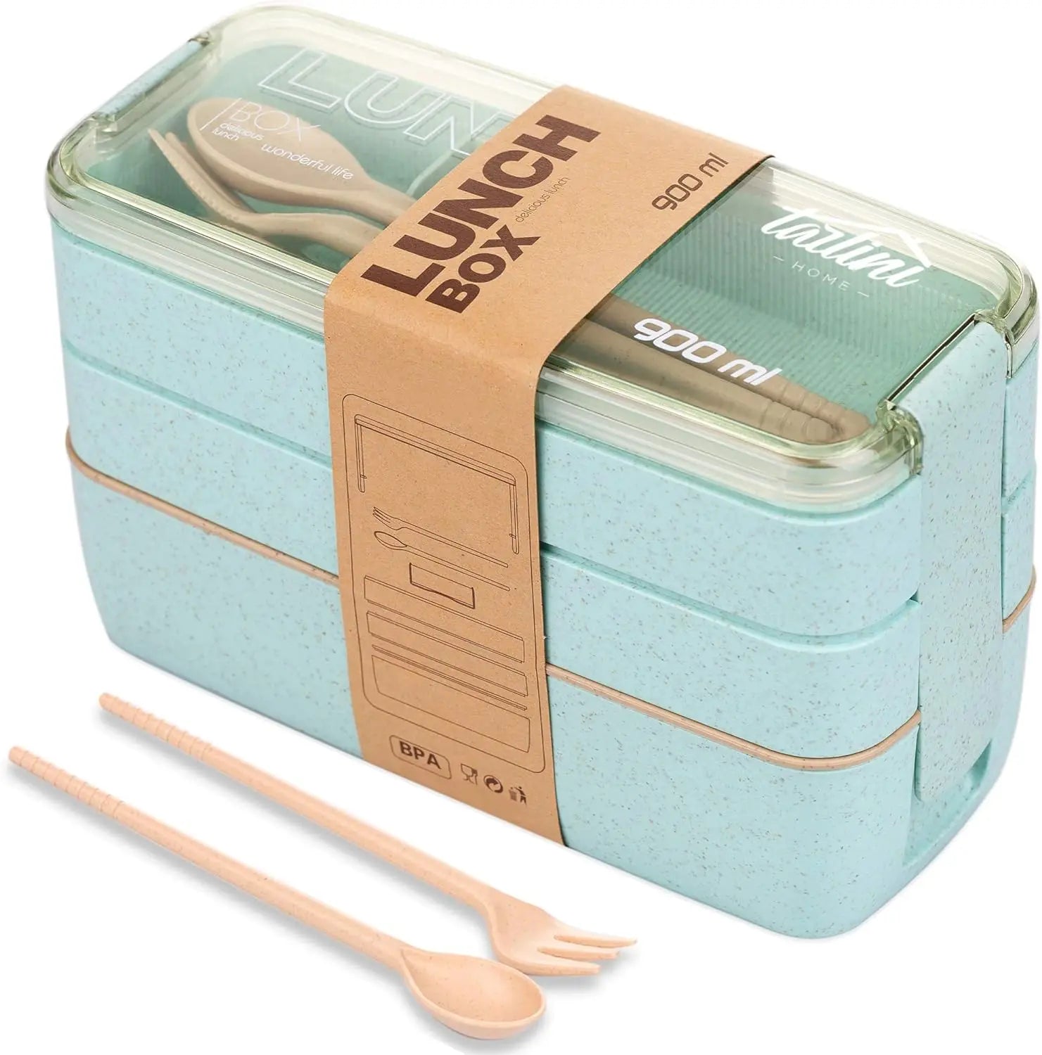 Student Kids Bento Lunch Box With Compartments Cutlery Set Lunch Box for Kids School