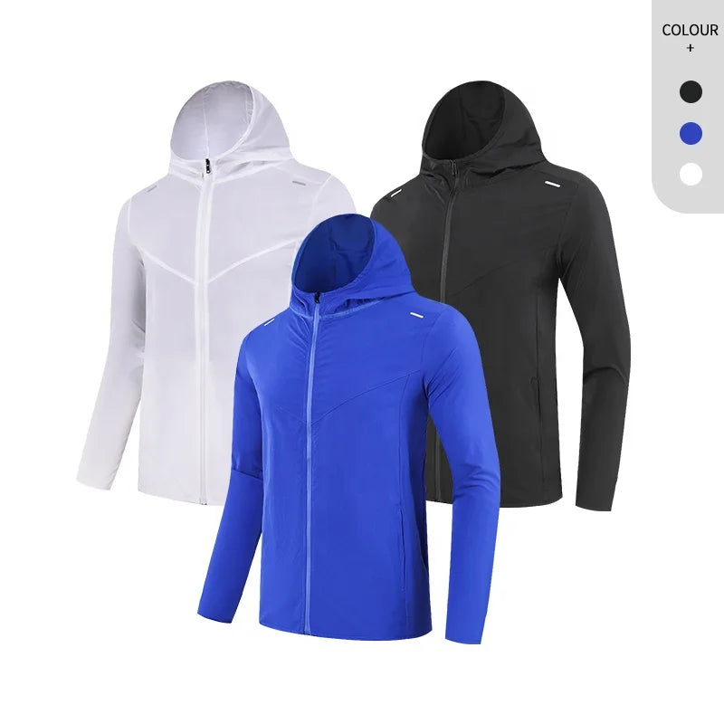 Custom logo US Plus Size Running Training Sport Jackets Reflective Design Hoodie Sweat Jacket  for Men