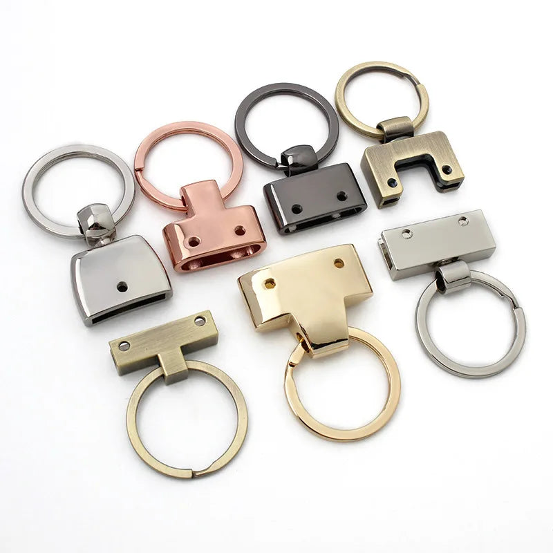 Wholesale Zinc Alloy Webbing Screw Bell Buckle Decorative DIY Craft Hardware Custom Logo Gold/Silver Key Ring Holder Key Chain