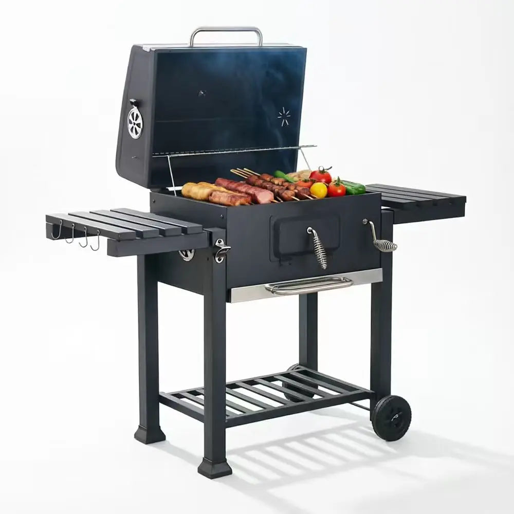 Extra Large Oversize Charcoal BBQ Grill for Outdoor Cooking Foldable Side Tables Iron and Steel Material Powder Coated Finish