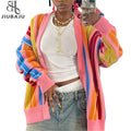 Knitted Casual Coats Women Autumn New Long Sleeve Single Breasted Regulary V-neck Jackets