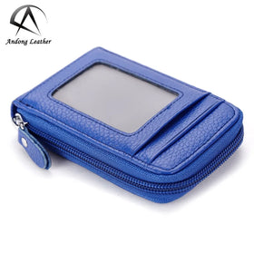 Andong Card Holder for Women Men Genuine Cow Leather Wallet Purse RFID