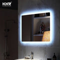 Rectangular LED Backlit Bathroom Mirror Wall-Mounted Frameless Aluminum Lenses for Hotels