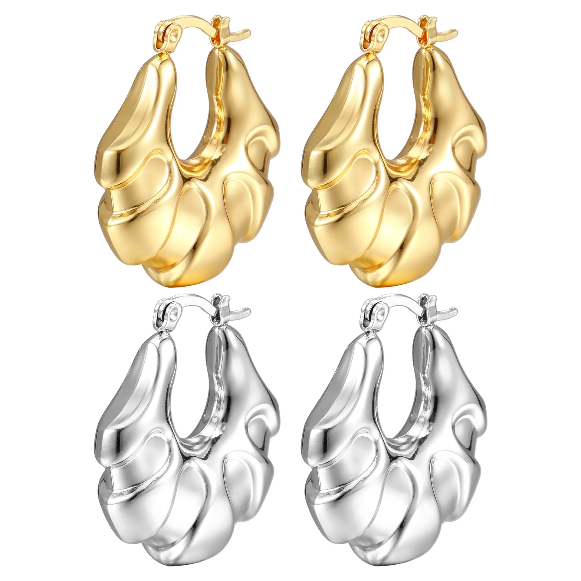 Hypoallergenic Jewelry Earrings OEM Tarnish Free Stainless Steel 18k Gold Plated Thick Cc Stud Earrings Hoop Earrings for Women