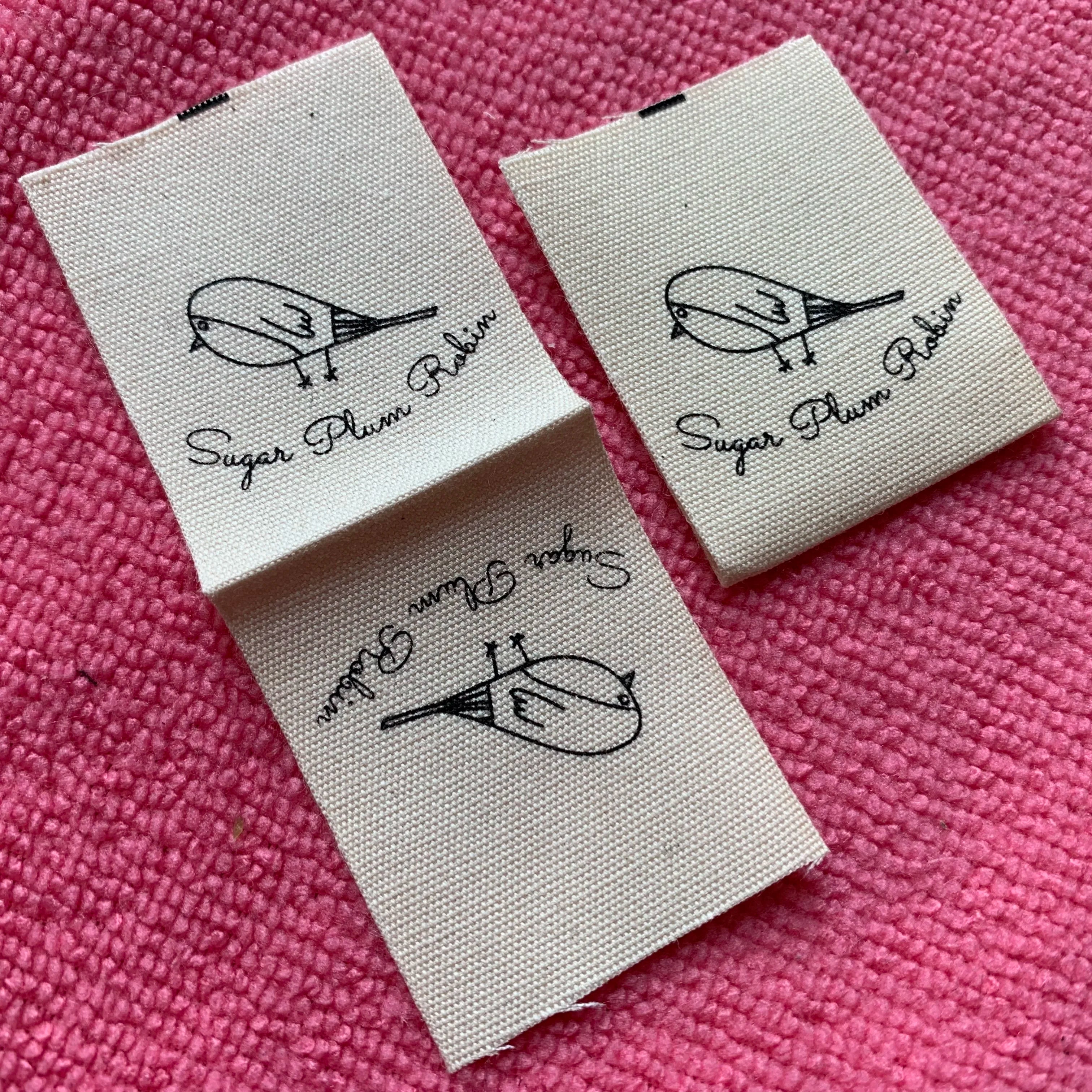 Custom Loop Fold Natural Organic Cotton logo Label100% Soft Organic Cotton Clothing Label