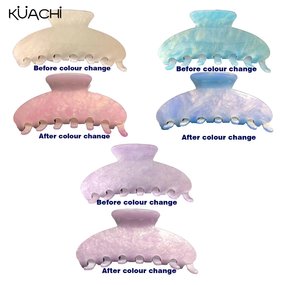 KUACHI Wholesale New Design Summer Acrylic Change Color Hair Claw Clip Fashion Unique Sweet Gradient Hair Claw for Women
