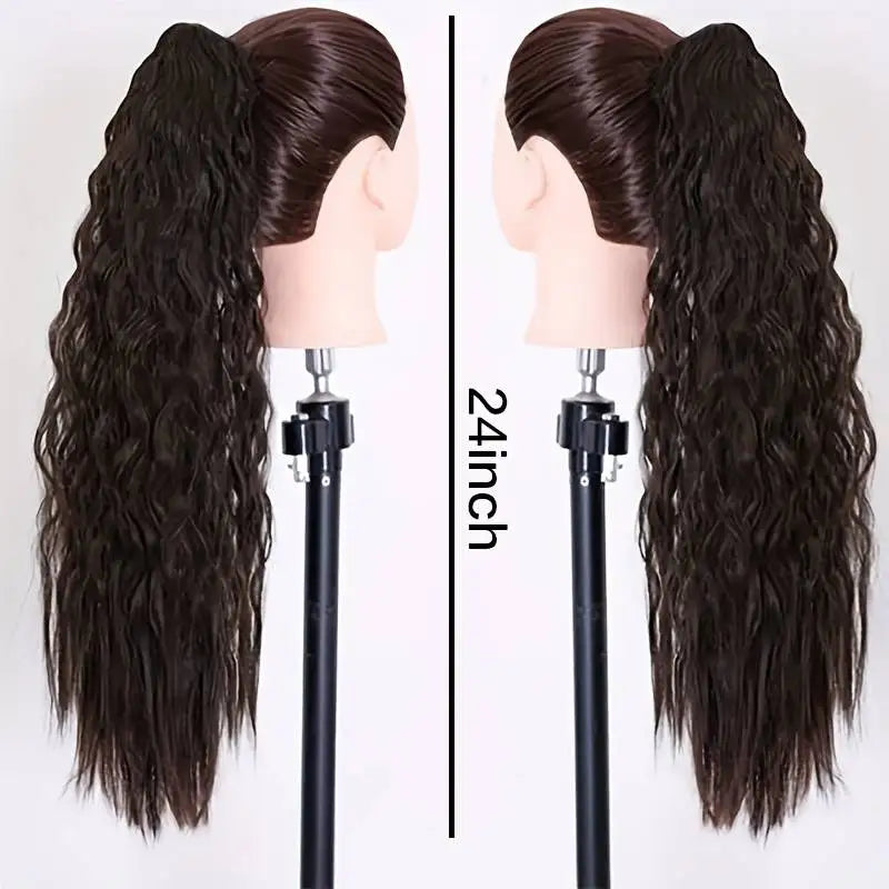Hot Sale Synthetic Long Curly Hair Extensions Hairpieces Ponytail Drawstring Ponytail Fiber Hair 23 Inch for Women Girls