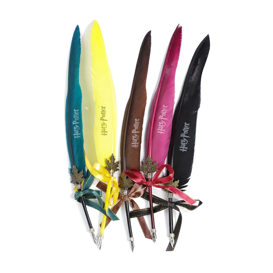 The Noble Collection Antique Unique Half-Patterned Feather Quill Pen Calligraphy Pen for Beginners