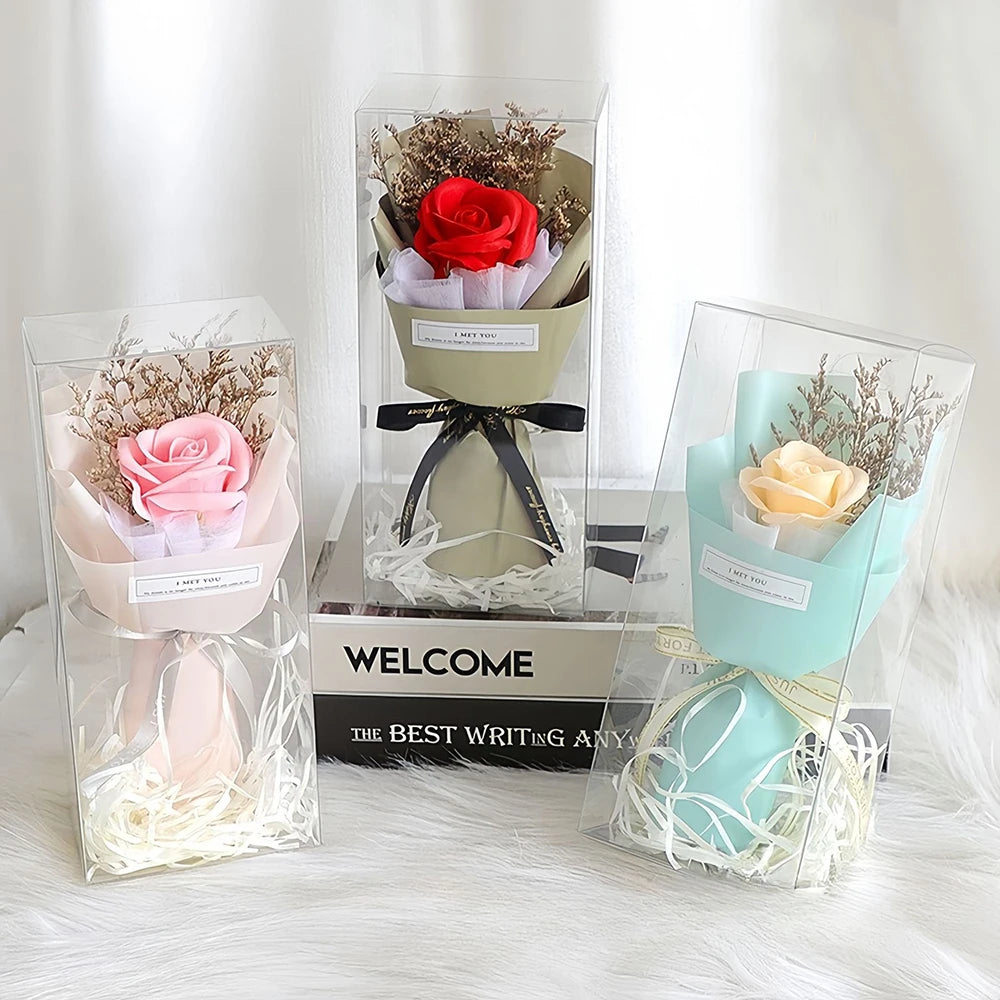 Rectangle Flower Gift High Clear Plastic PET PVC Box Custom Folding Transparent Gift Flower Box for Wedding Birthday Anniversary