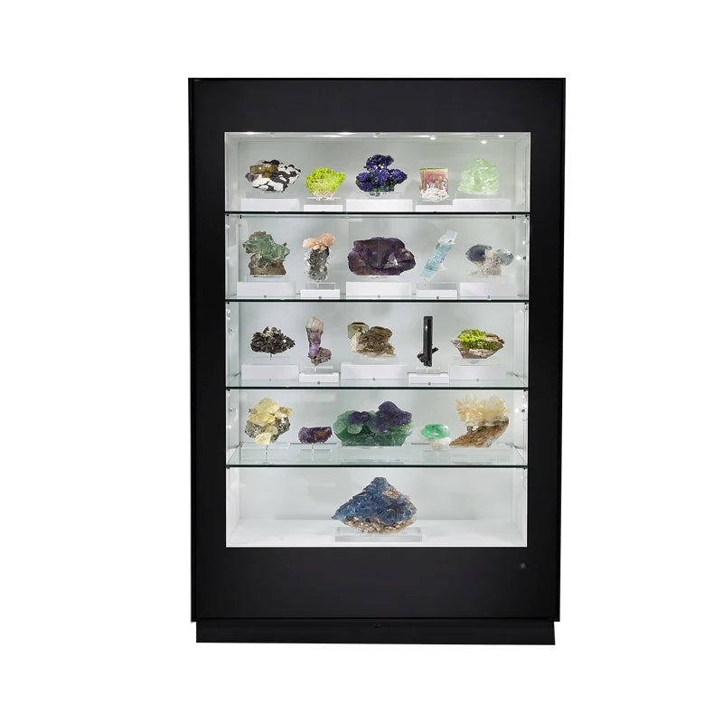 Sleek Full Vision Display Case with Panel Door Valuable Stone Showcase for Mineral Displays