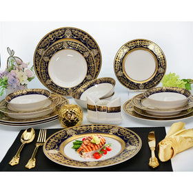 Karosa 24pcs Household Dishes & Plates and Bowls Set Porcelain Dinner Set Ceramic Dinnerware Sets