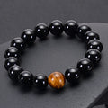 Fashion Men Women Couple Tiger Eye Stone Beads Bracelet Black Agate Trendy Jewelry