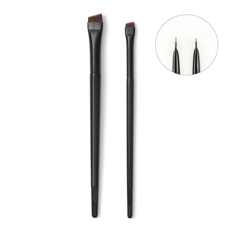 Wholesale Professional Synthetic Hair Angle Shape Eyeliner and Eyebrow Brushes Customizable with Wood Handle Nylon Material