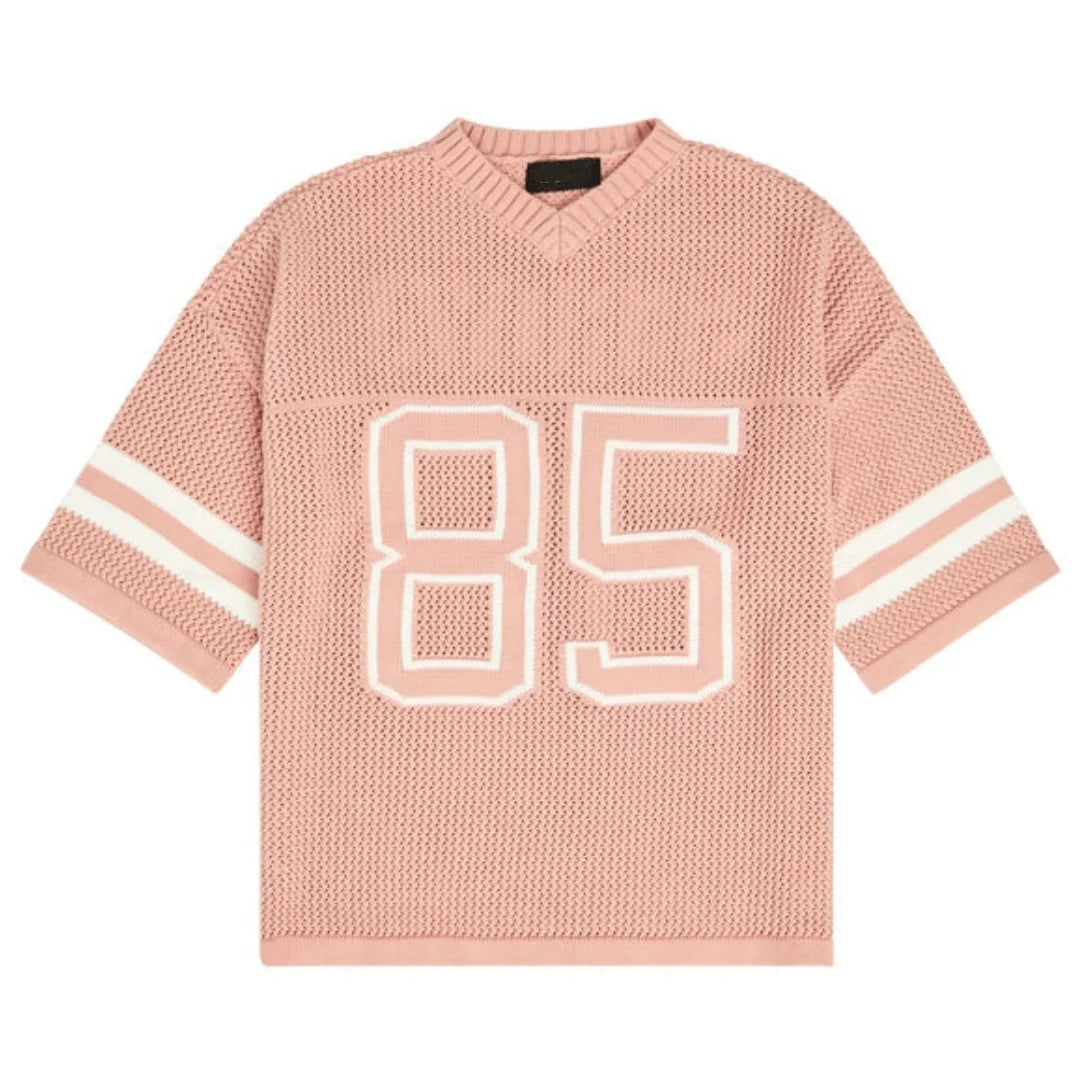 Custom Logo 100% Cotton Brock Knit Basketball Shirt Jersey Short Sleeve Top Knitted Mesh Football Jersey