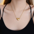 Romantic Gold Plated Stainless Steel Couple Necklace Women Valentine's Day Gift Magnetic Heart Pendant Necklace for Lovers