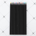 12-Colour Coloured Pencils Set Black Wood Art School Drawing Pencils with Brush Sets for Kids and Children Artists
