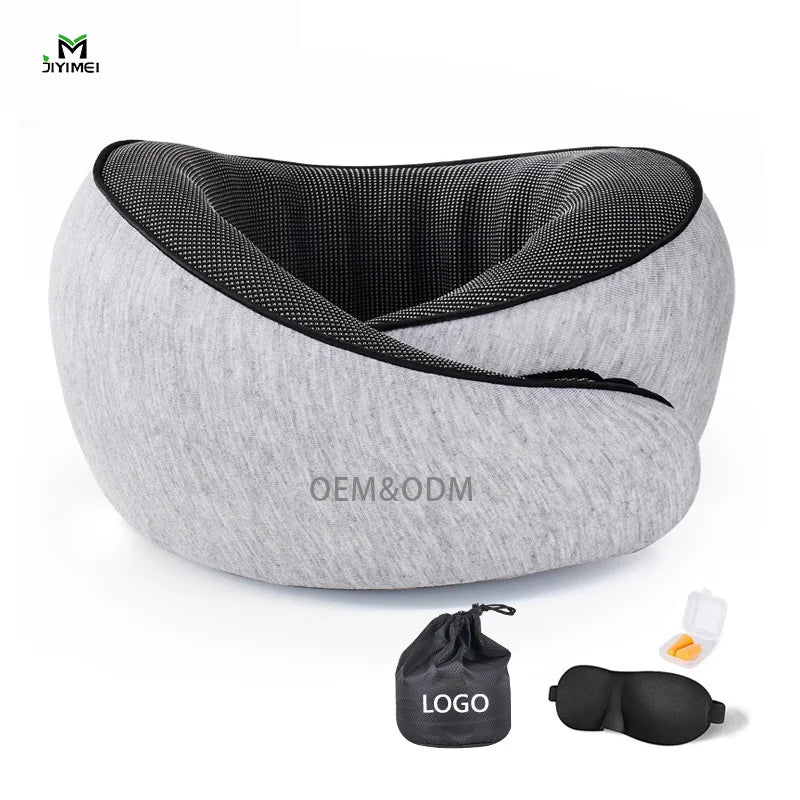 Jiyimei YM-U213-1u Bib Snail Car Travel Neck Pillow 1U-Shaped Memory Foam Eco-Friendly Removable Washable Jacket