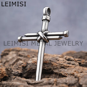 Vintage Stainless Steel Nail Cross Charms Pendants Religious Christian Jewelry Necklace for Men