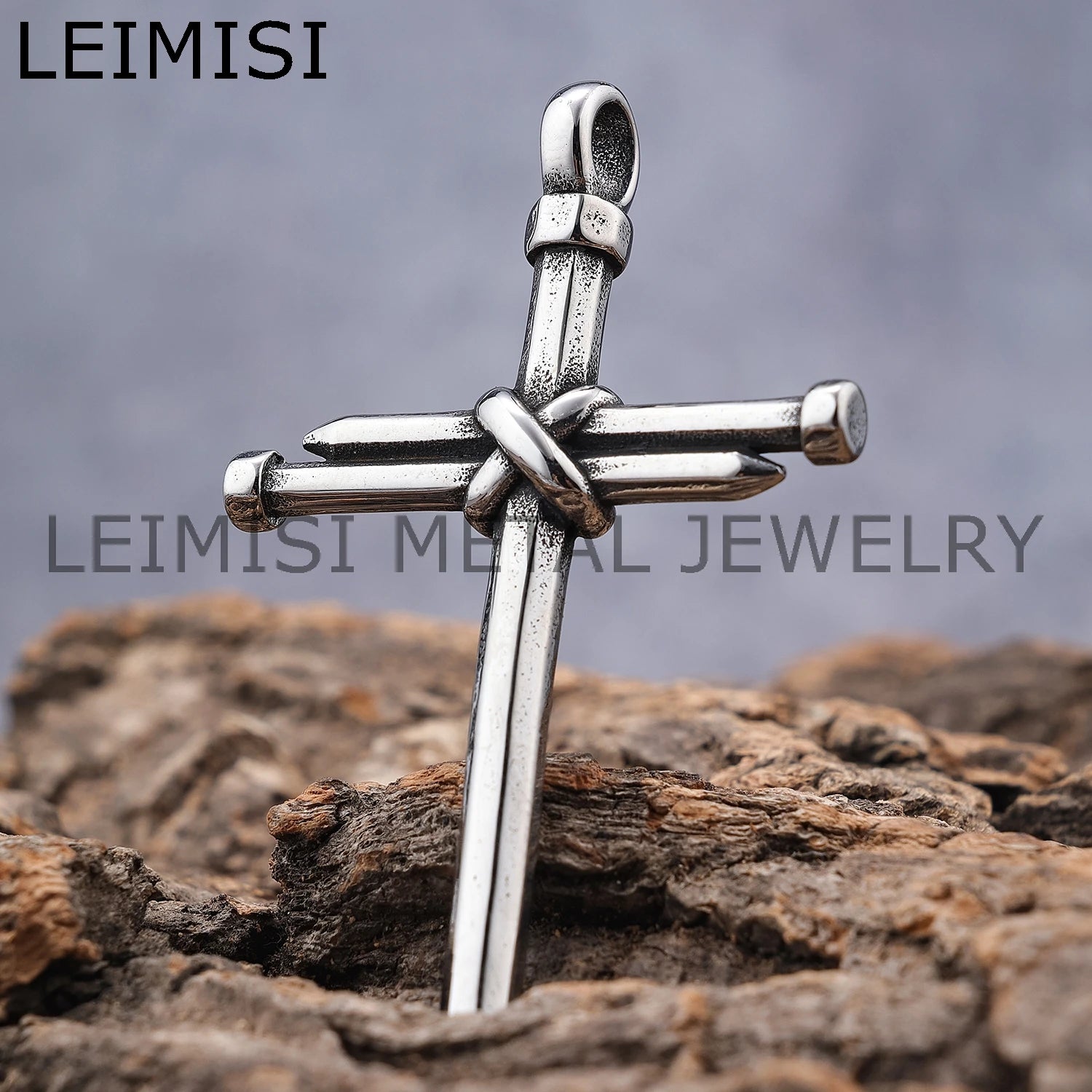 Vintage Stainless Steel Nail Cross Charms Pendants Religious Christian Jewelry Necklace for Men