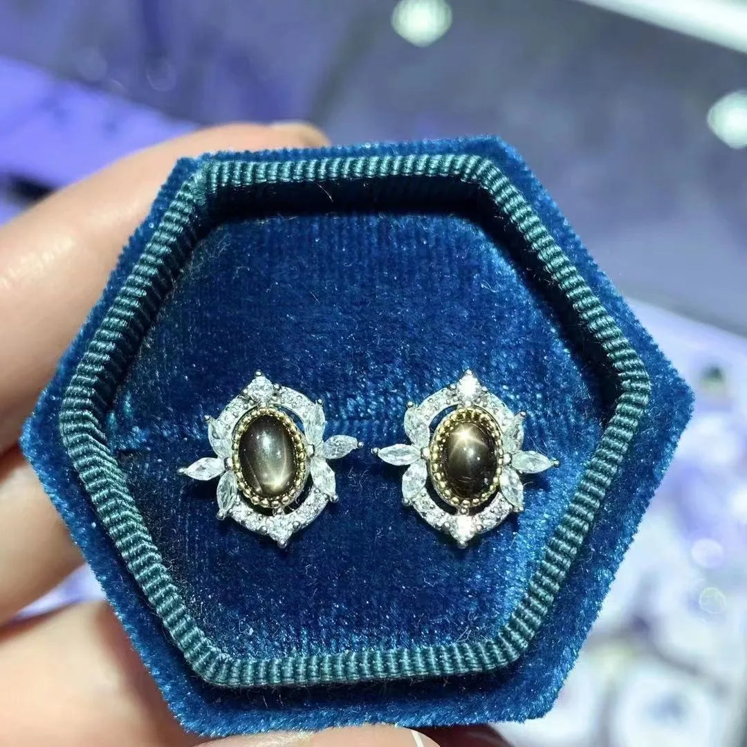 Wholesale 925 Sterling Silver Natural Sapphire Earrings Gold Plated and Hypoallergenic for Anniversary Party Gift