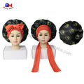 Wholesale Custom Logo Bonnet Wide Band Children and Adult Size Caps Satin Turban Bonnets With Tied Band
